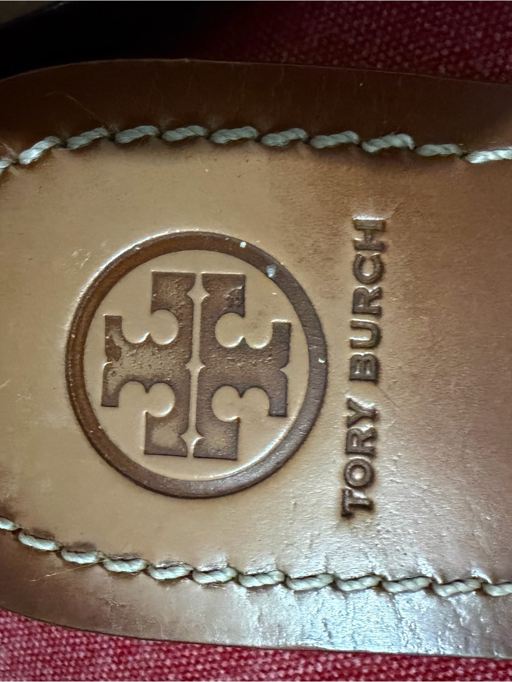 Tory Burch Tan Leather Logo Thong Sandals (Beige Tan) - Picture 2 of 5